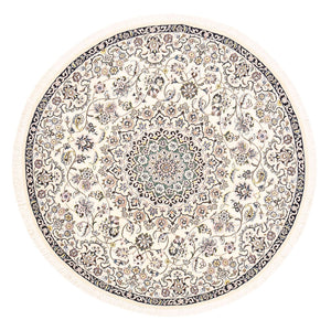 Persisk tæppe - Nain - Royal rundt  - 152 x 152 cm - creme