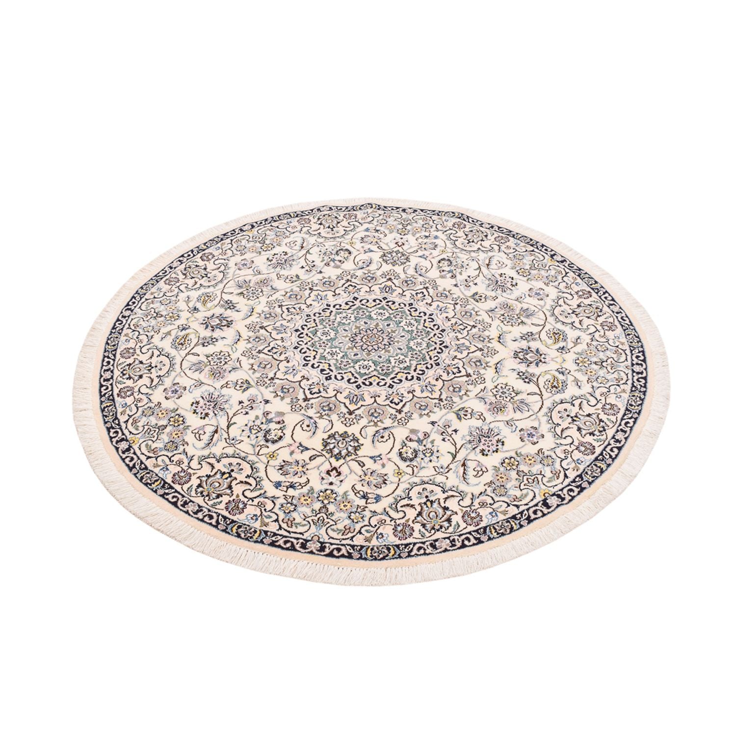 Persisk tæppe - Nain - Royal rundt  - 152 x 152 cm - creme