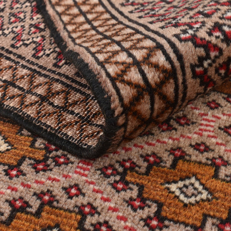 Turkaman-tæppe - 132 x 97 cm - lysrød