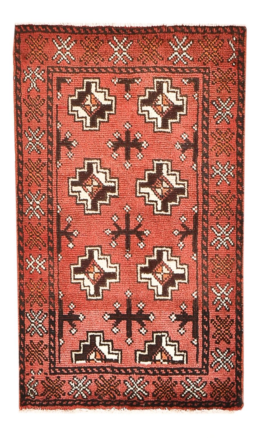 Turkaman-tæppe - 100 x 58 cm - lysrød
