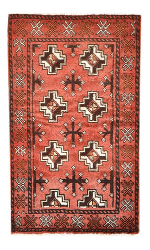 Turkaman-tæppe - 100 x 58 cm - lysrød