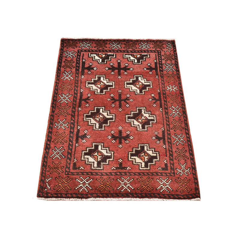 Turkaman-tæppe - 100 x 58 cm - lysrød