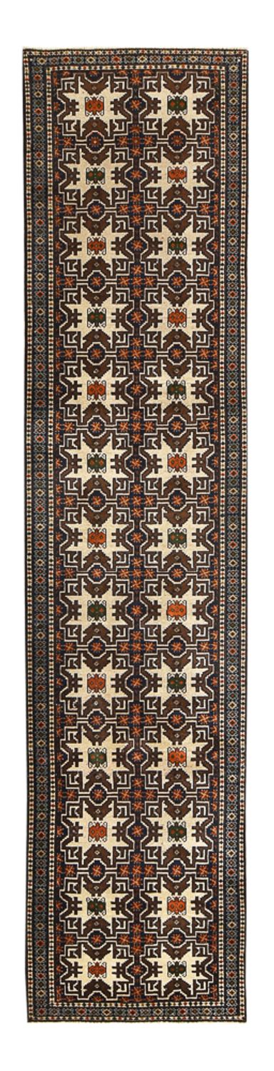 Løber Turkaman-tæppe - 366 x 79 cm - mørk beige