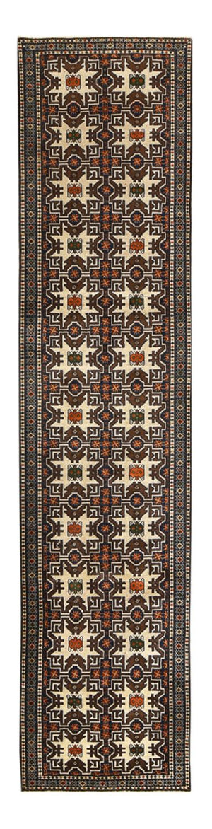 Løber Turkaman-tæppe - 366 x 79 cm - mørk beige