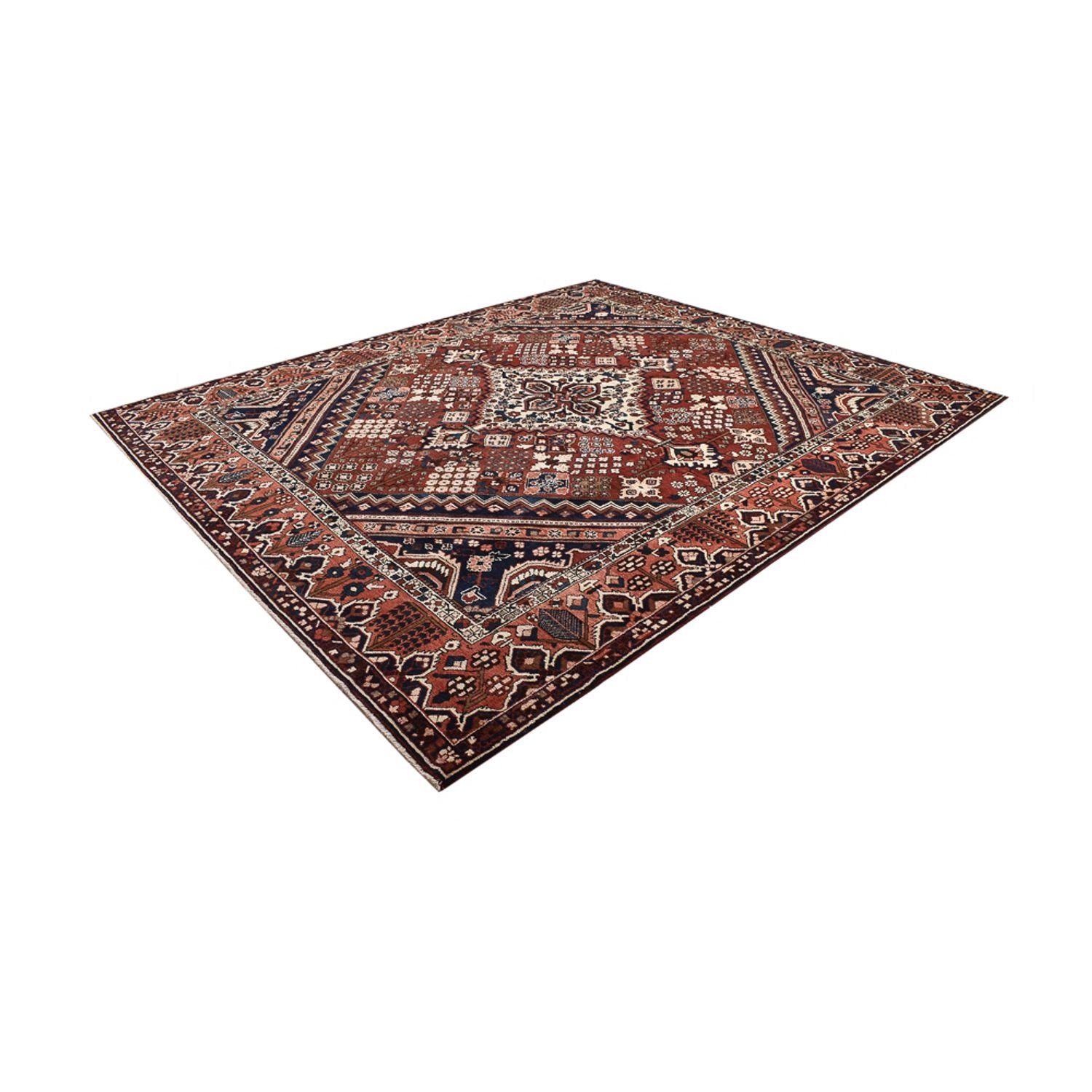 Persisk tæppe - Nomadisk særlig form  - 369 x 312 cm - mørkerød