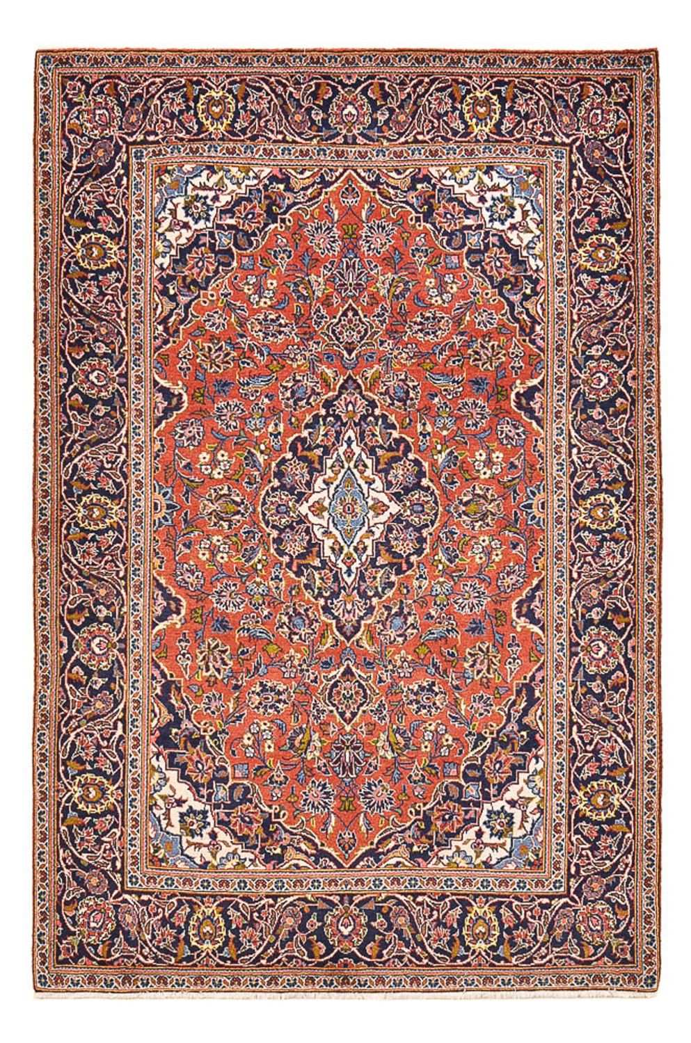Persisk tæppe - Keshan - 210 x 140 cm - lysrød