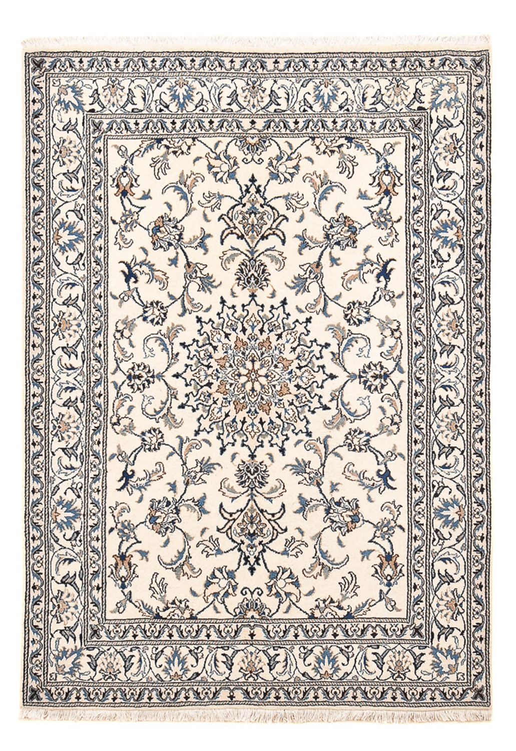 Persisk tæppe - Nain - 203 x 145 cm - lysegrå