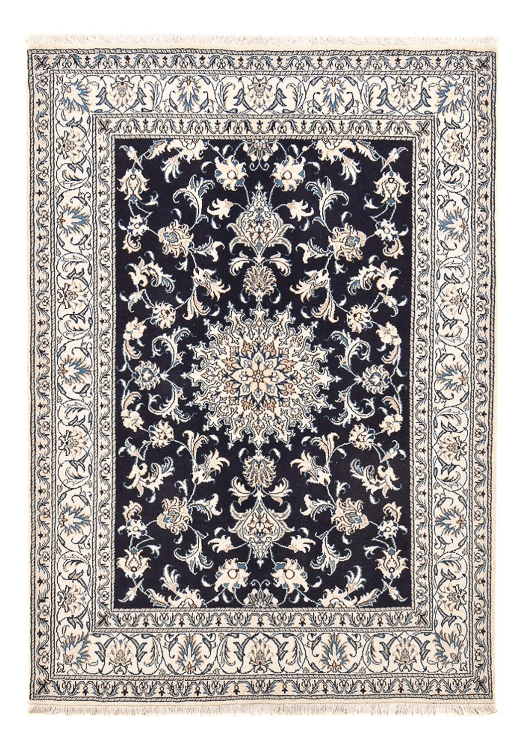 Persisk tæppe - Nain - 207 x 146 cm - mørkeblå