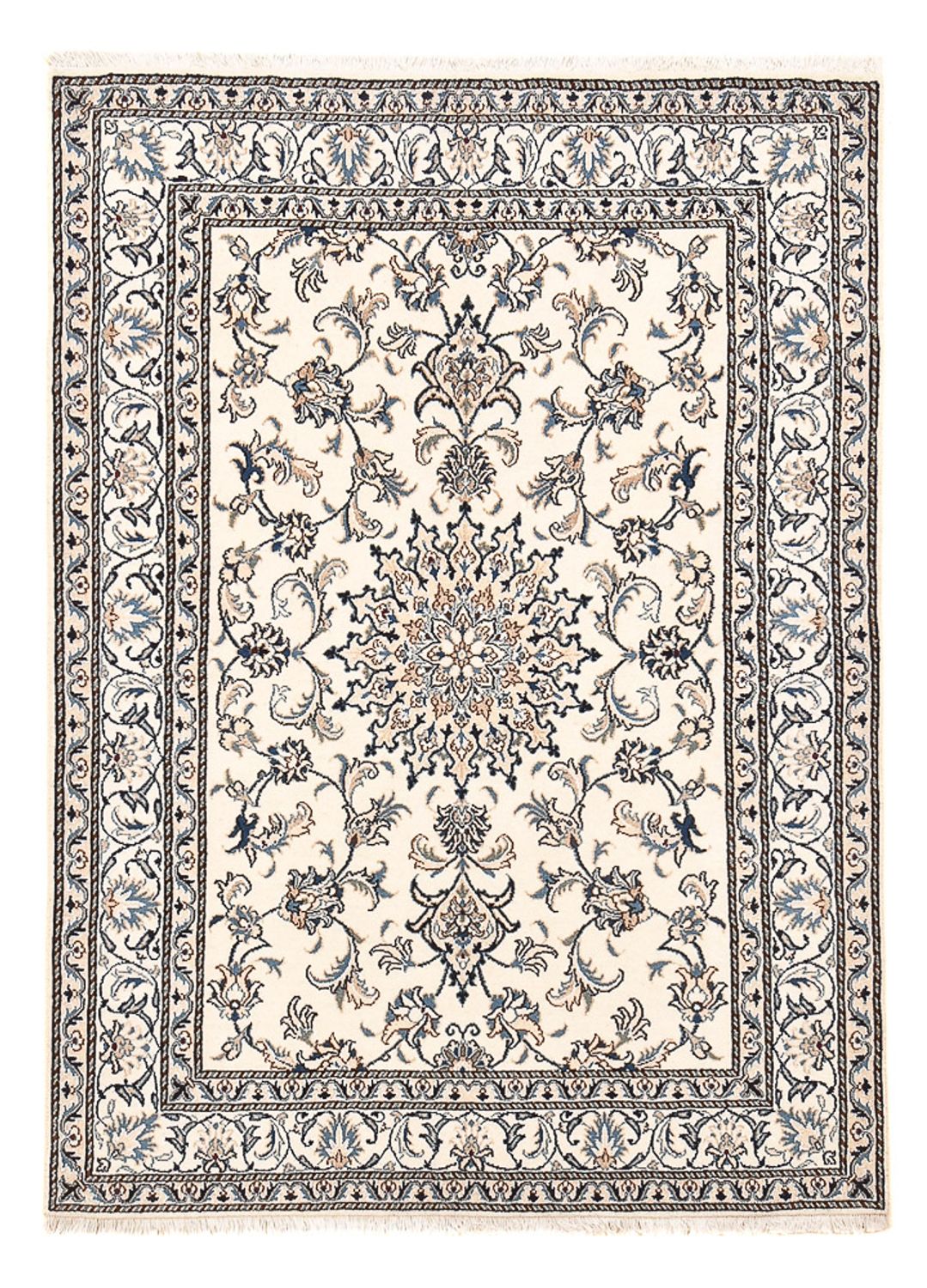 Persisk tæppe - Nain - 198 x 143 cm - lys beige