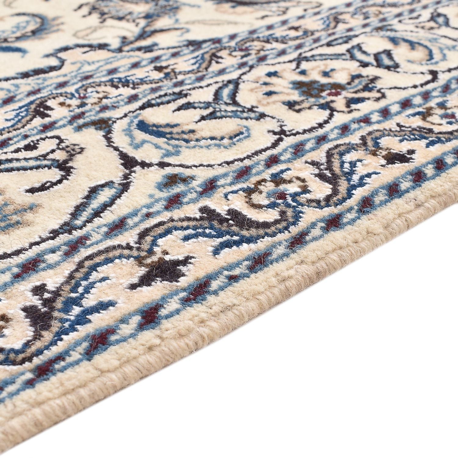 Persisk tæppe - Nain - 201 x 145 cm - lys beige