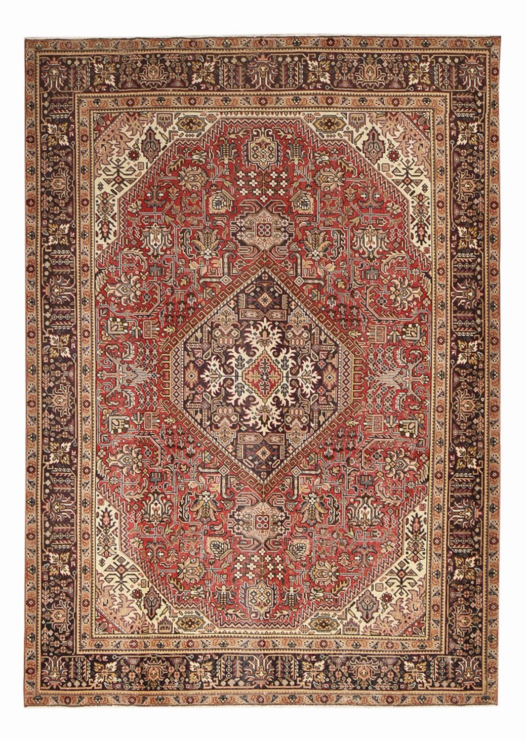 Persisk tæppe - Tabriz - 348 x 245 cm - lysrød