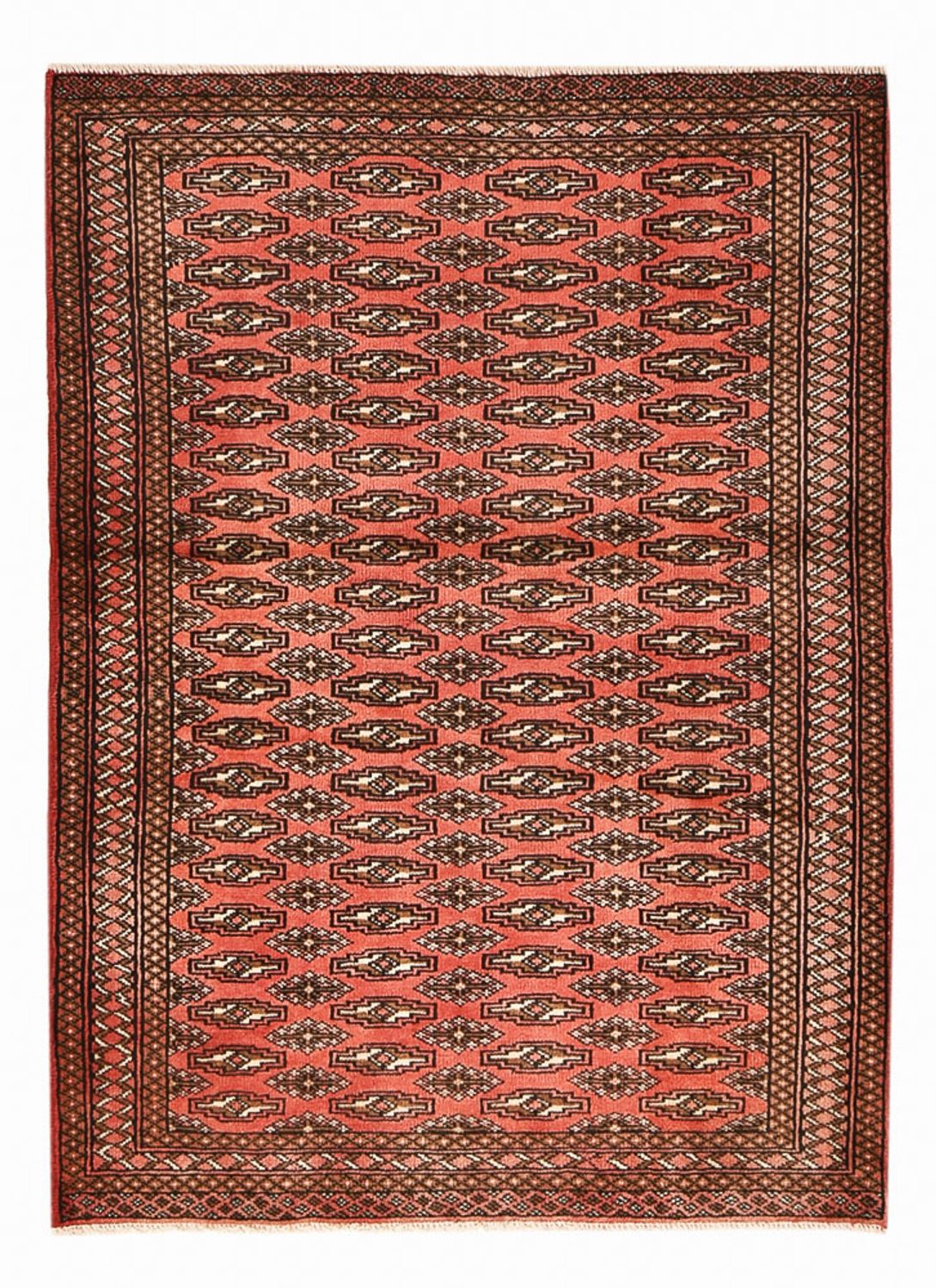 Turkaman-tæppe - 131 x 100 cm - lysrød