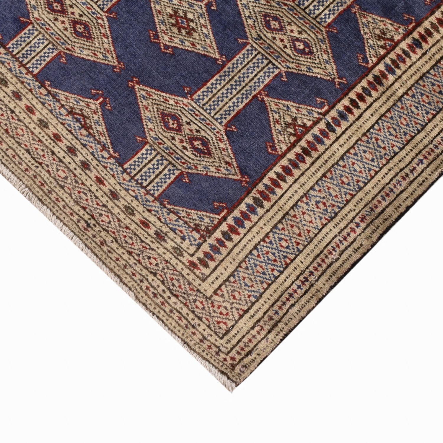 Turkaman-tæppe - 136 x 101 cm - mørkeblå