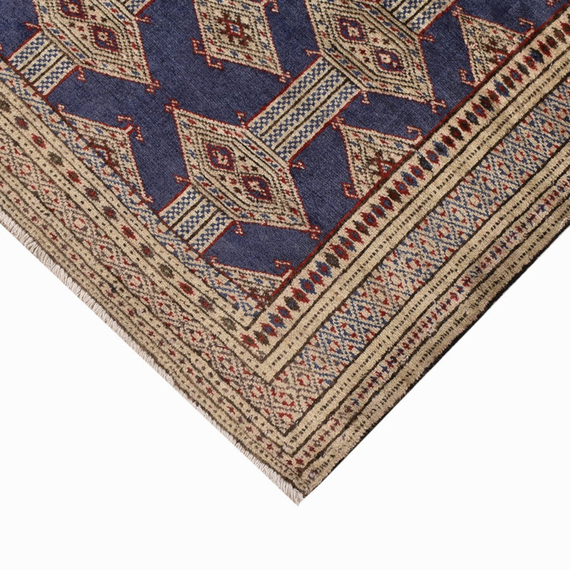 Turkaman-tæppe - 136 x 101 cm - mørkeblå