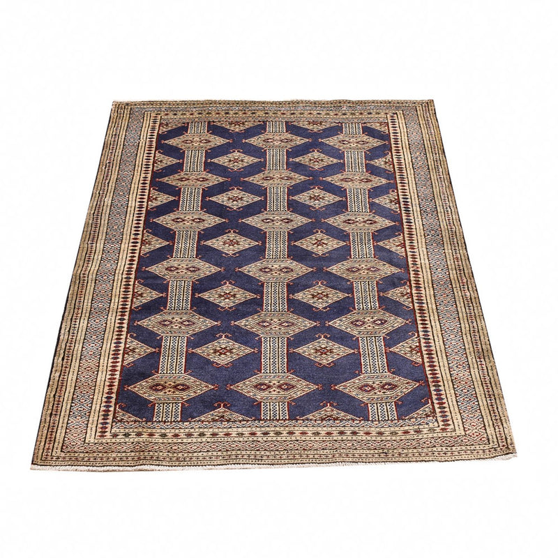 Turkaman-tæppe - 136 x 101 cm - mørkeblå