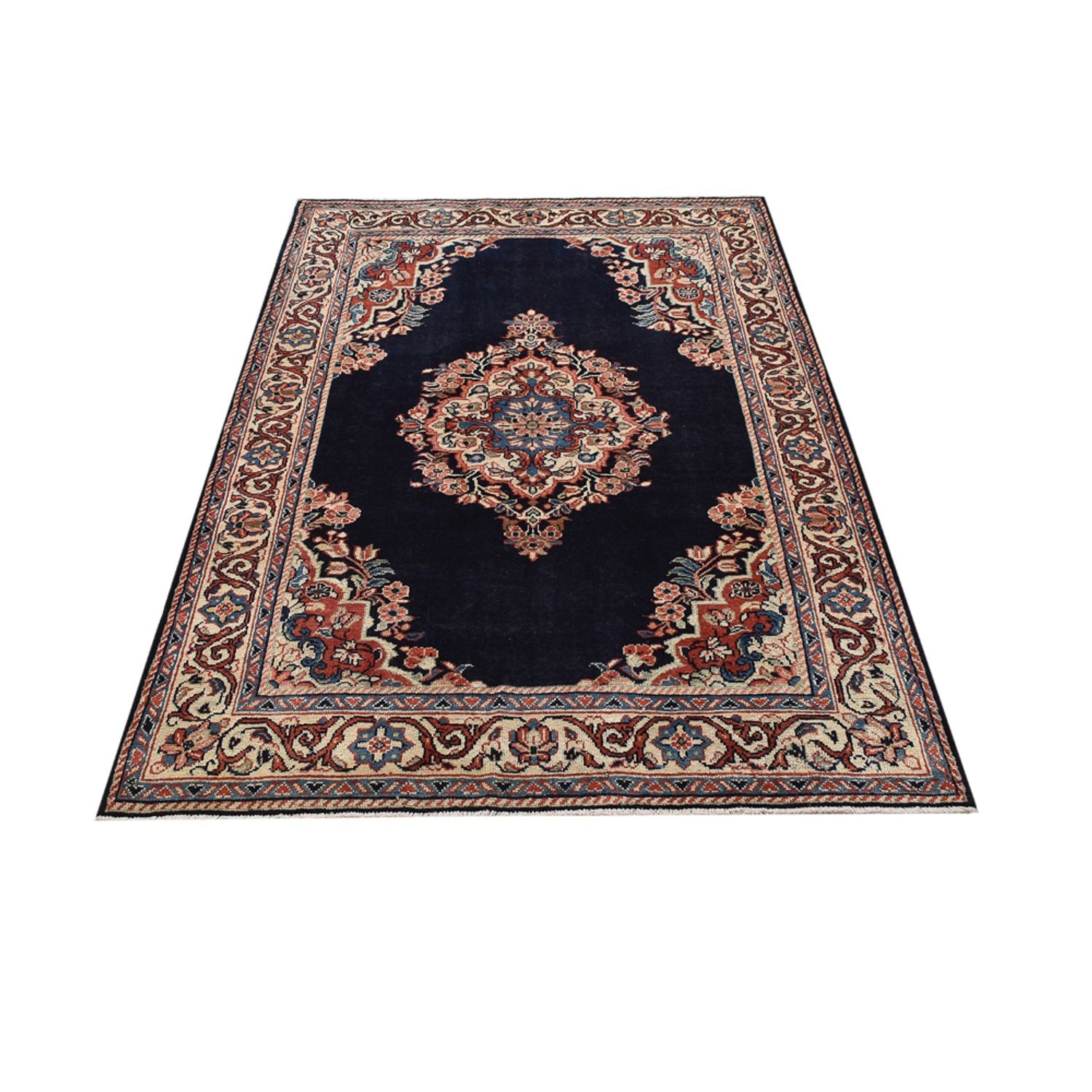 Persisk tæppe - Classic - 205 x 128 cm - mørkeblå