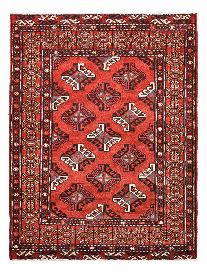Turkaman-tæppe - 115 x 85 cm - rød
