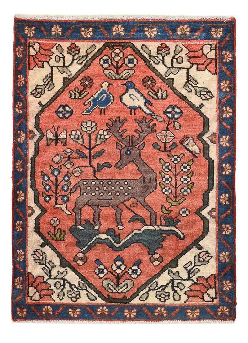 Persisk tæppe - Nomadisk - 92 x 67 cm - lysrød