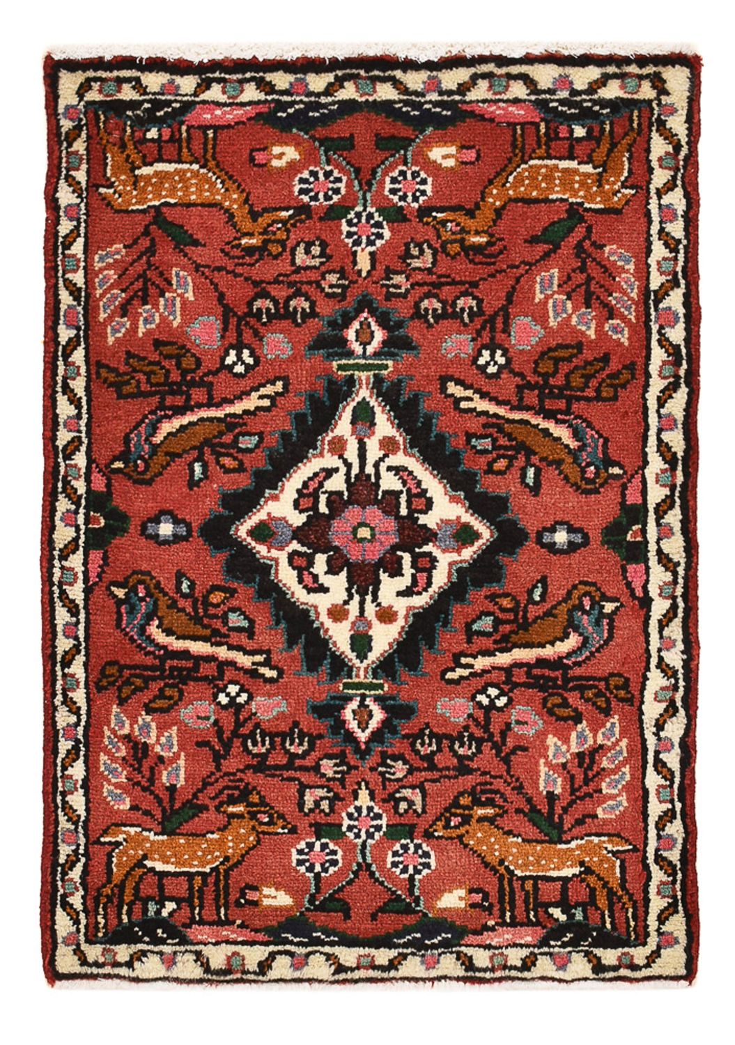 Persisk tæppe - Nomadisk - 77 x 54 cm - mørkerød