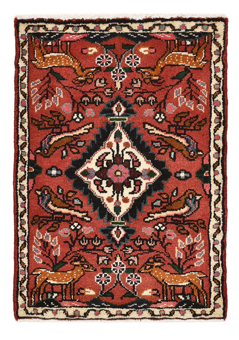 Persisk tæppe - Nomadisk - 77 x 54 cm - mørkerød