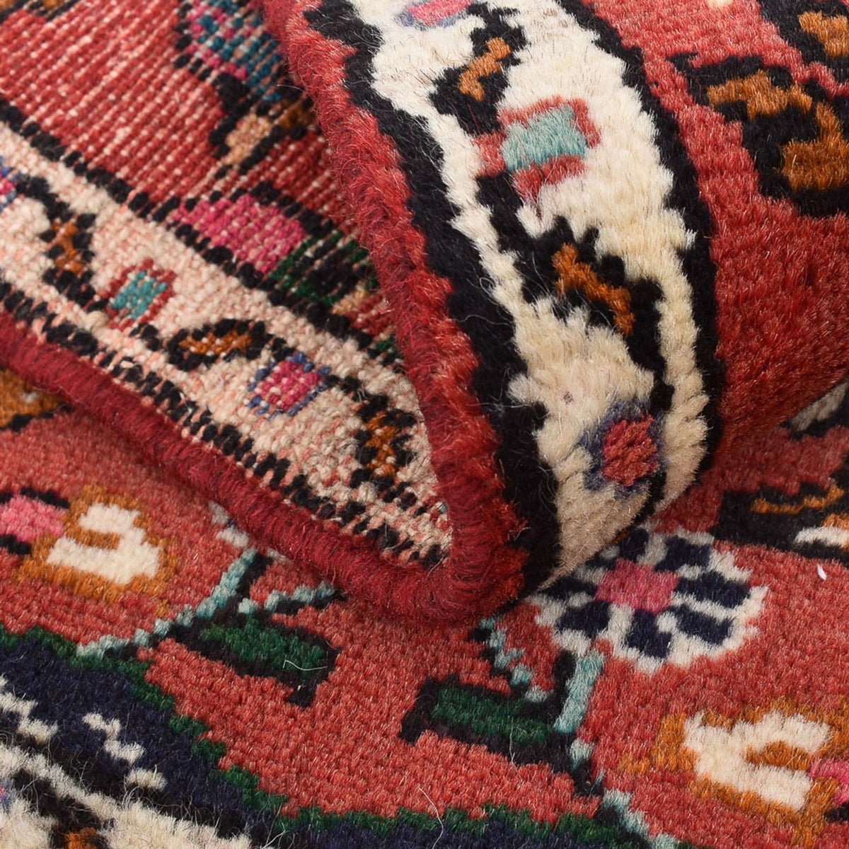 Persisk tæppe - Nomadisk - 77 x 54 cm - mørkerød