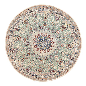 Persisk tæppe - Nain - Royal rundt  - 139 x 139 cm - lysegrøn