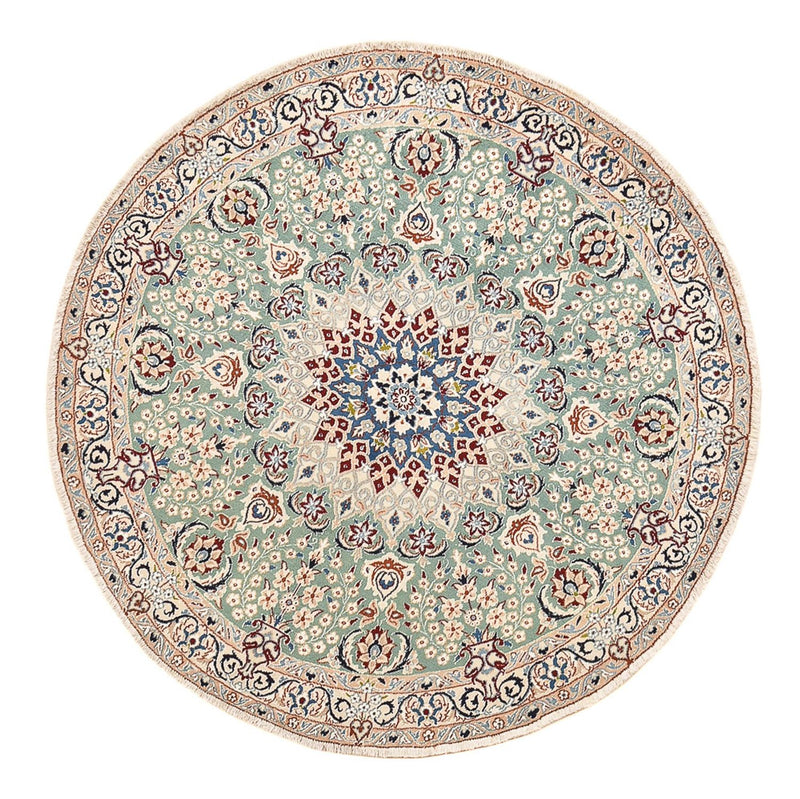 Persisk tæppe - Nain - Royal rundt  - 139 x 139 cm - lysegrøn