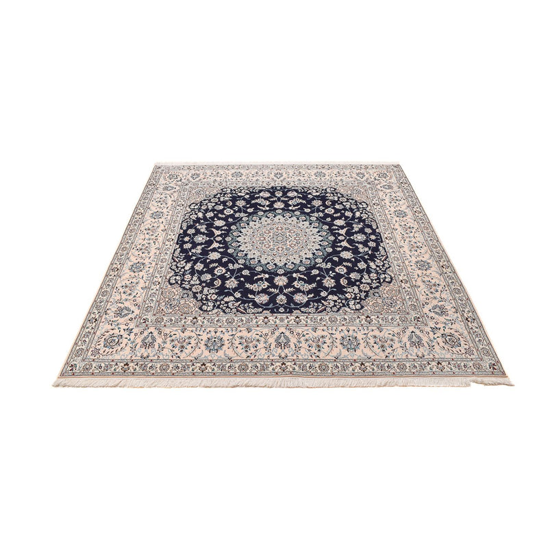 Persisk tæppe - Nain - Premium firkantet  - 206 x 206 cm - mørkeblå