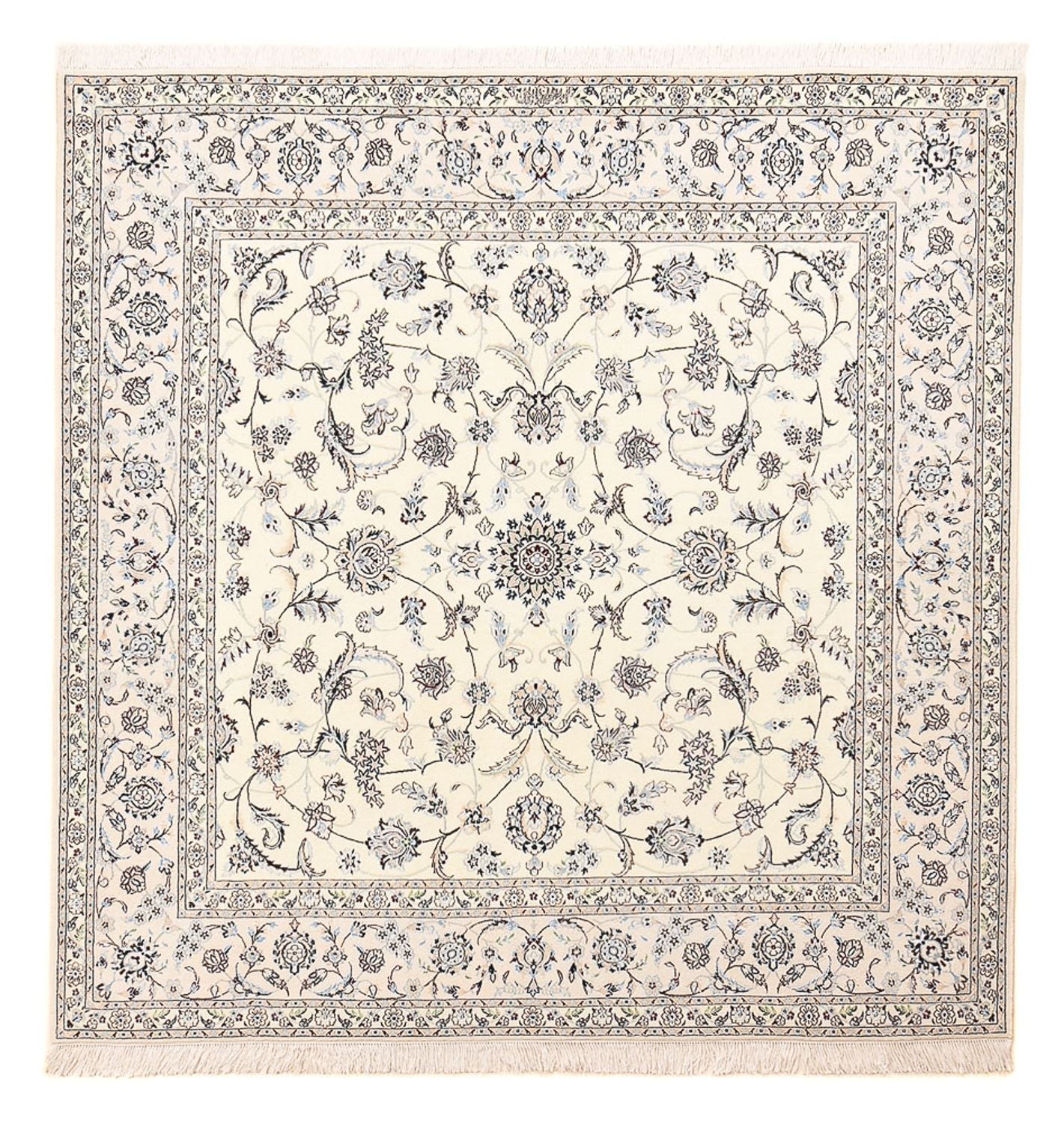 Persisk tæppe - Nain - Premium firkantet  - 205 x 206 cm - lysegrå