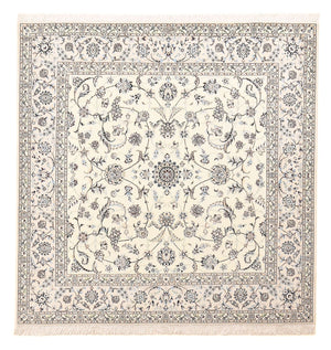 Persisk tæppe - Nain - Premium firkantet  - 205 x 206 cm - lysegrå