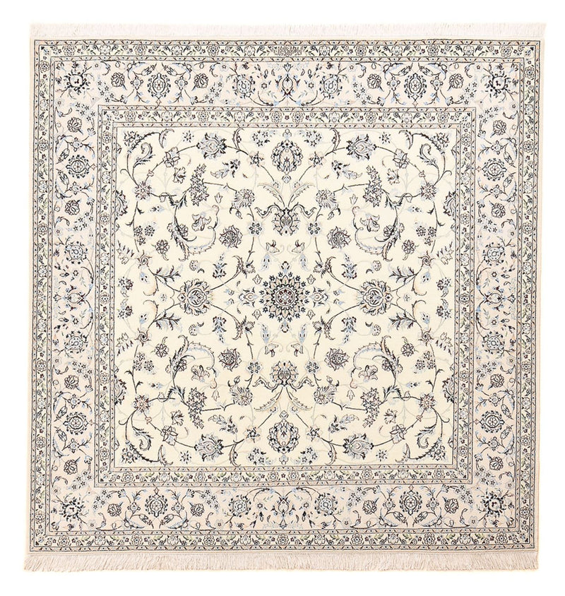 Persisk tæppe - Nain - Premium firkantet  - 205 x 206 cm - lysegrå