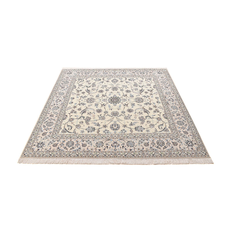 Persisk tæppe - Nain - Premium firkantet  - 205 x 206 cm - lysegrå