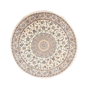 Persisk tæppe - Nain - Premium rundt  - 252 x 252 cm - creme