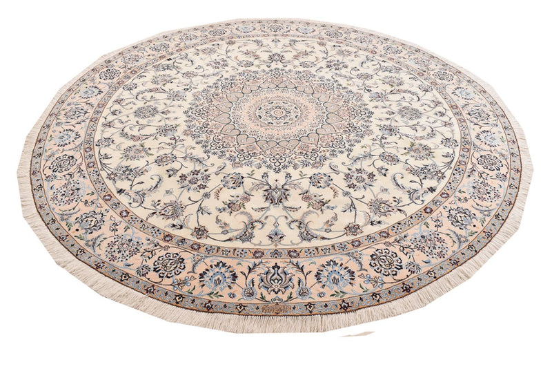 Persisk tæppe - Nain - Premium rundt  - 252 x 252 cm - creme