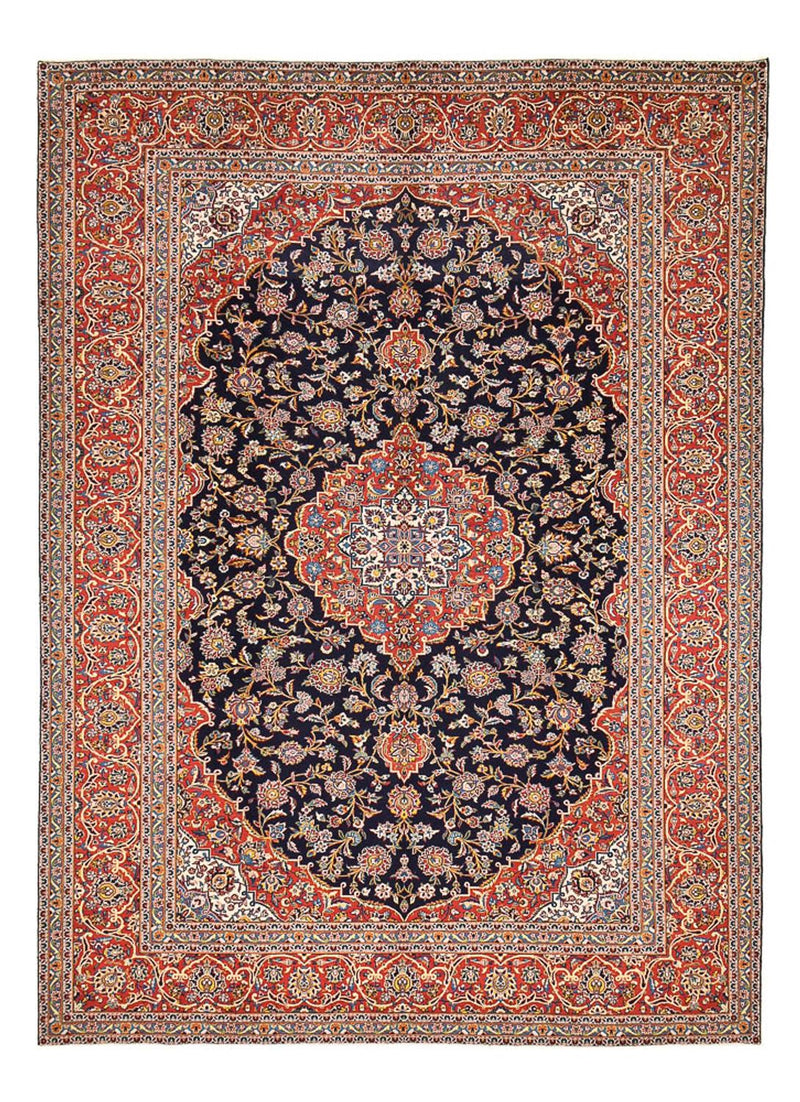 Persisk tæppe - Keshan - 398 x 295 cm - mørkeblå