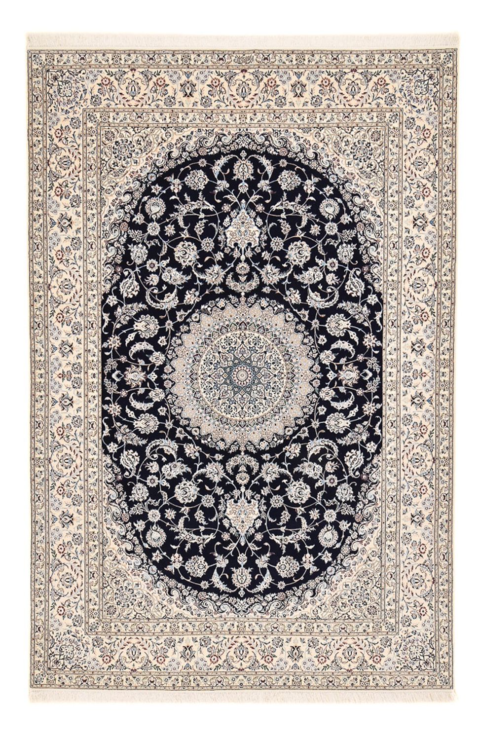 Persisk tæppe - Nain - Premium - 317 x 212 cm - mørkeblå