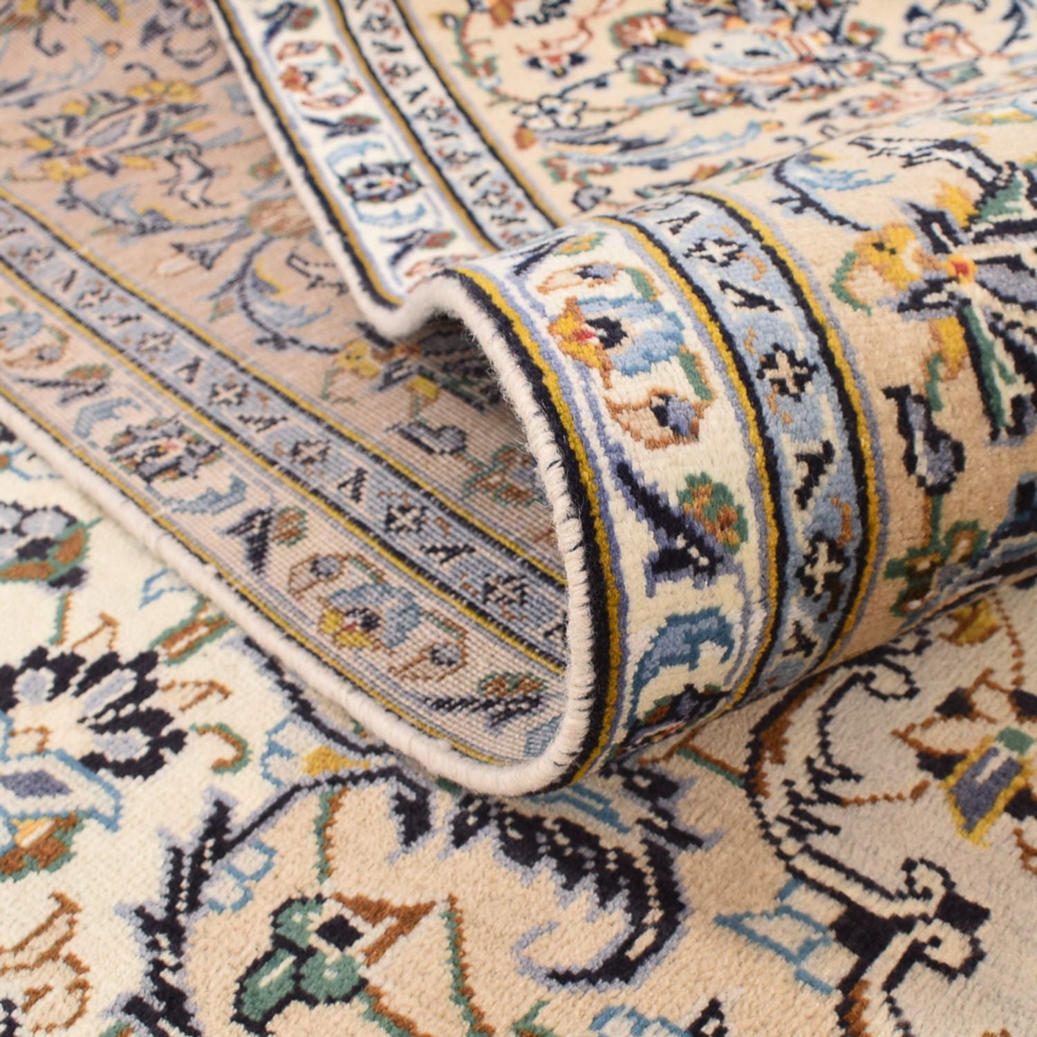 Persisk tæppe - Keshan - 343 x 238 cm - lys beige