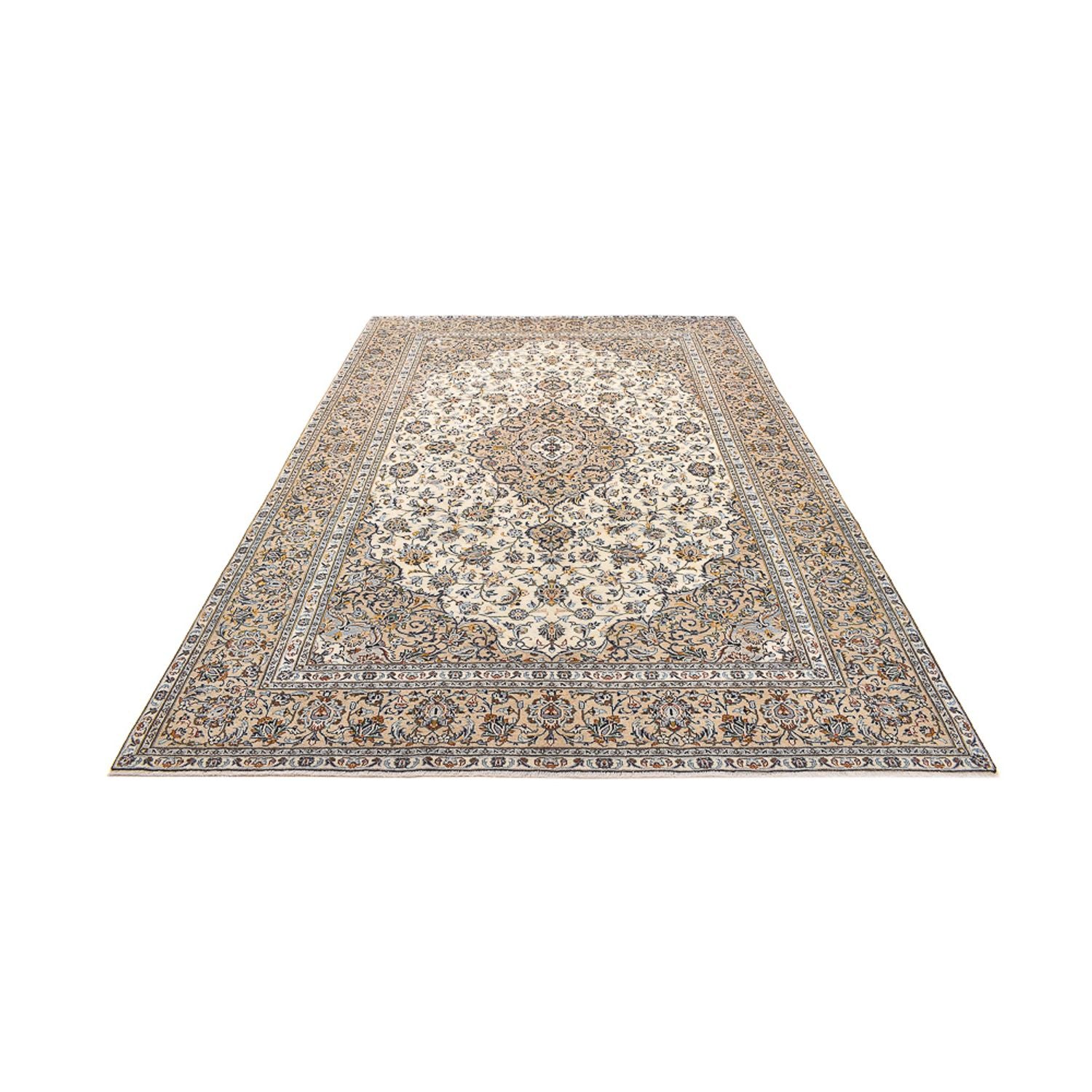 Persisk tæppe - Keshan - 343 x 238 cm - lys beige