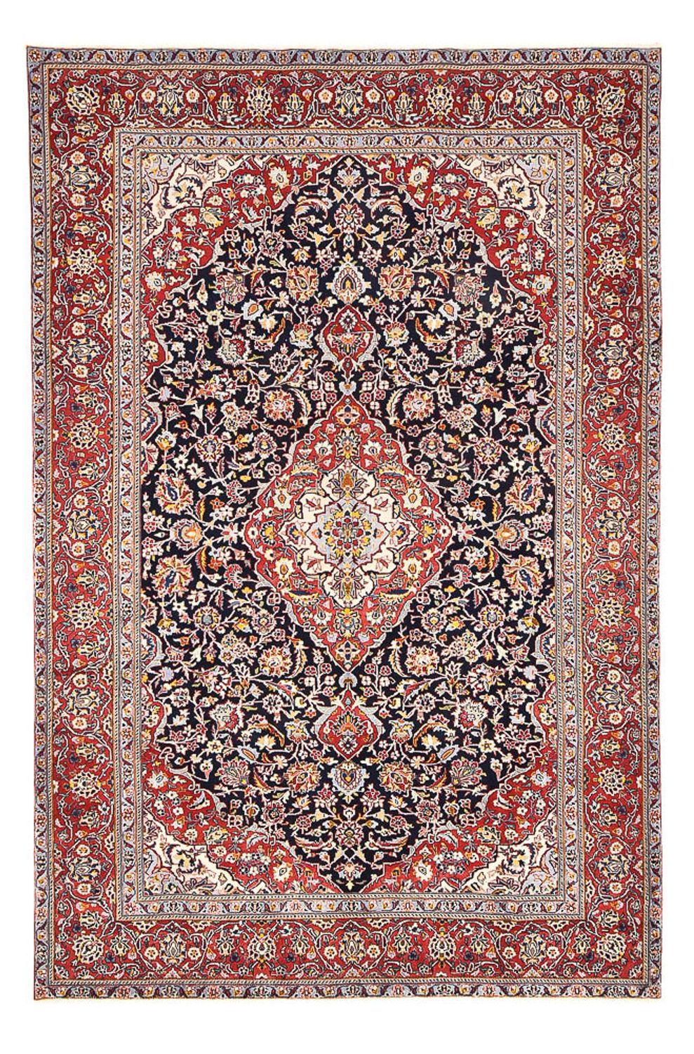Persisk tæppe - Keshan - 330 x 217 cm - mørkeblå