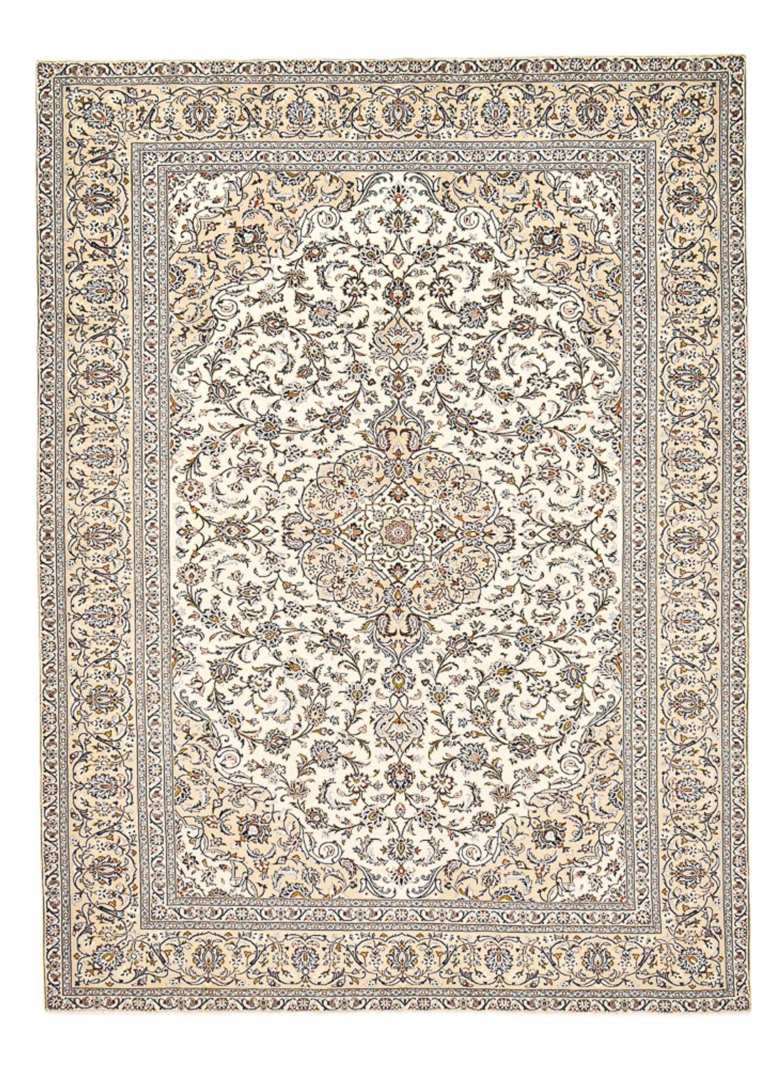 Persisk tæppe - Keshan - 400 x 288 cm - lys beige