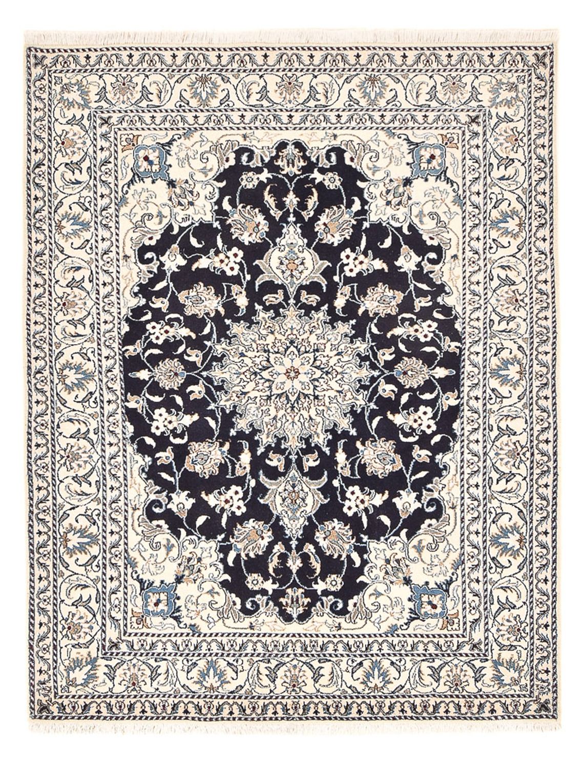 Persisk tæppe - Nain - 203 x 150 cm - mørkeblå