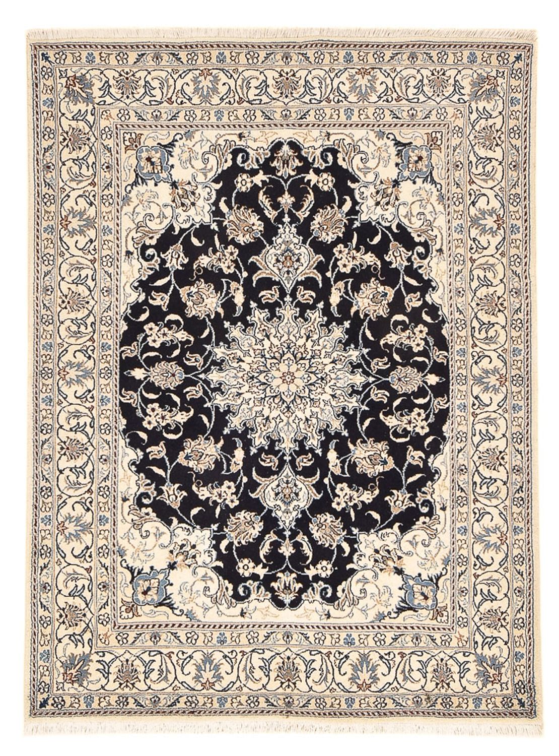 Persisk tæppe - Nain - 199 x 145 cm - mørkeblå