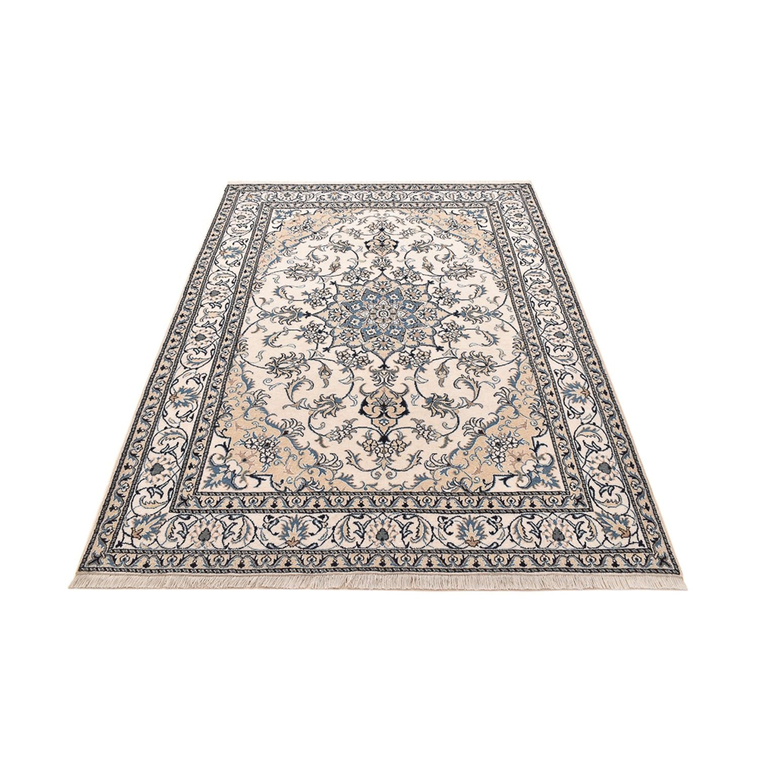 Persisk tæppe - Nain - 239 x 171 cm - lys beige