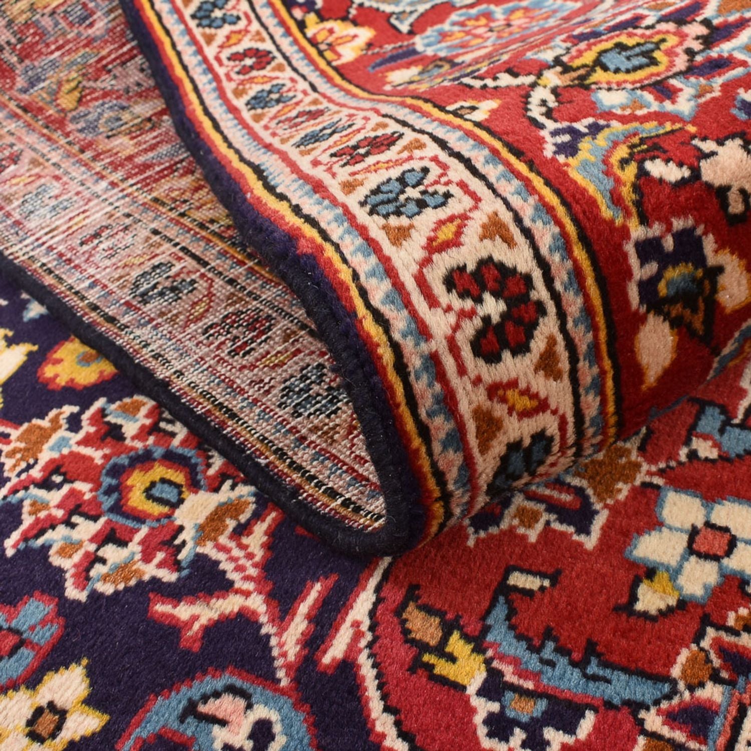 Persisk tæppe - Keshan - 255 x 146 cm - mørkeblå