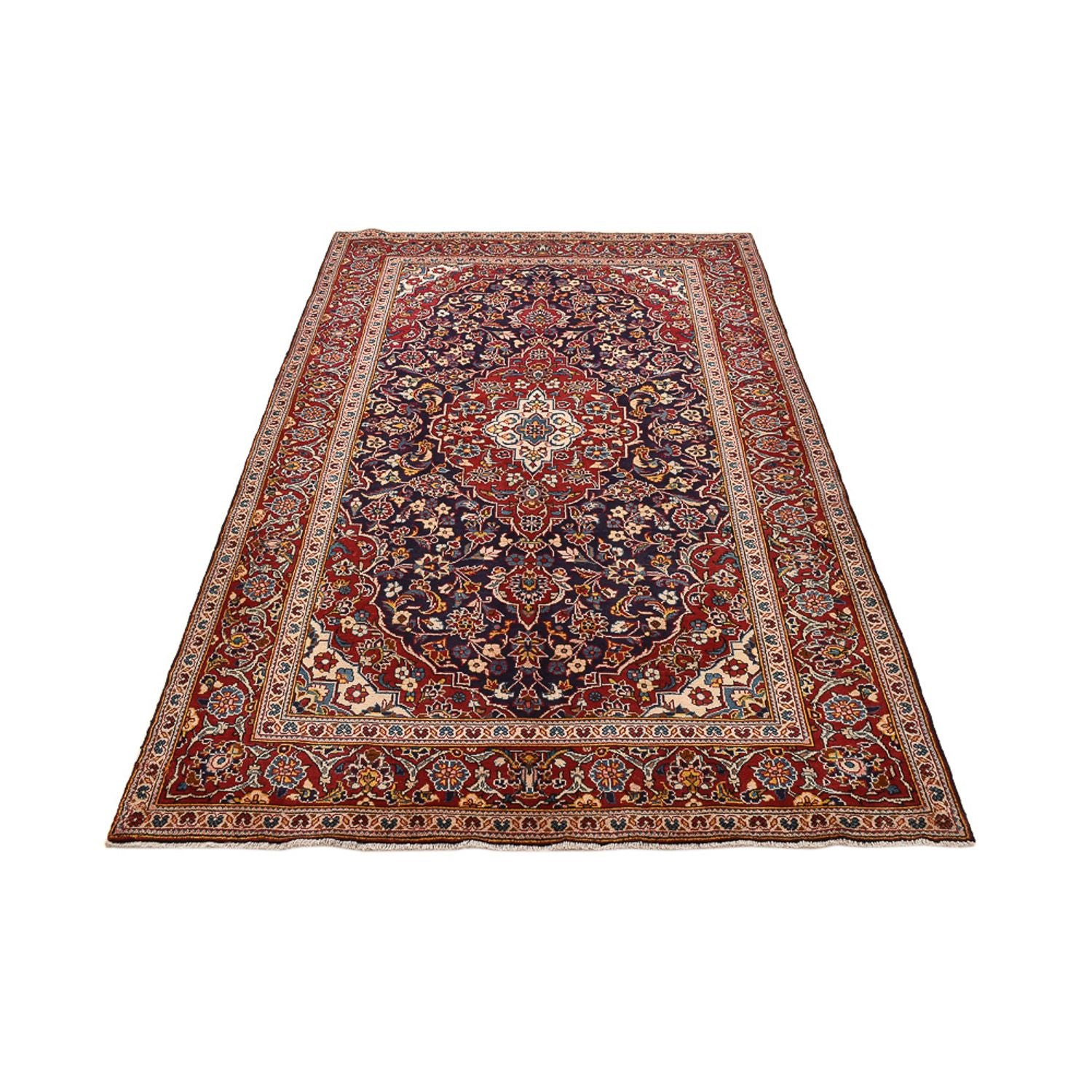 Persisk tæppe - Keshan - 255 x 146 cm - mørkeblå