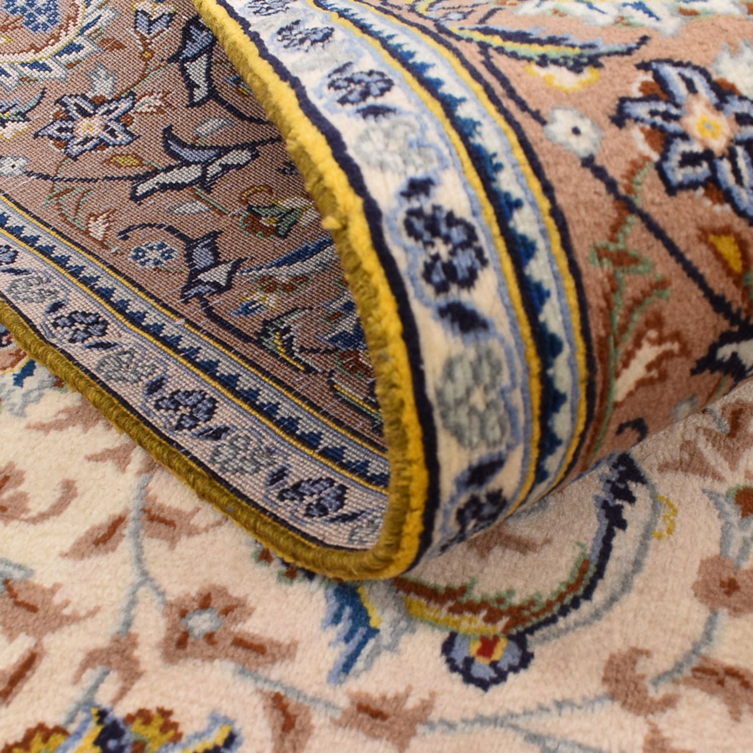 Persisk tæppe - Keshan - 223 x 138 cm - lys beige