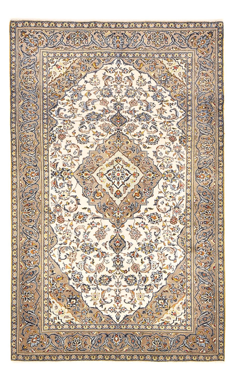 Persisk tæppe - Keshan - 230 x 145 cm - lys beige