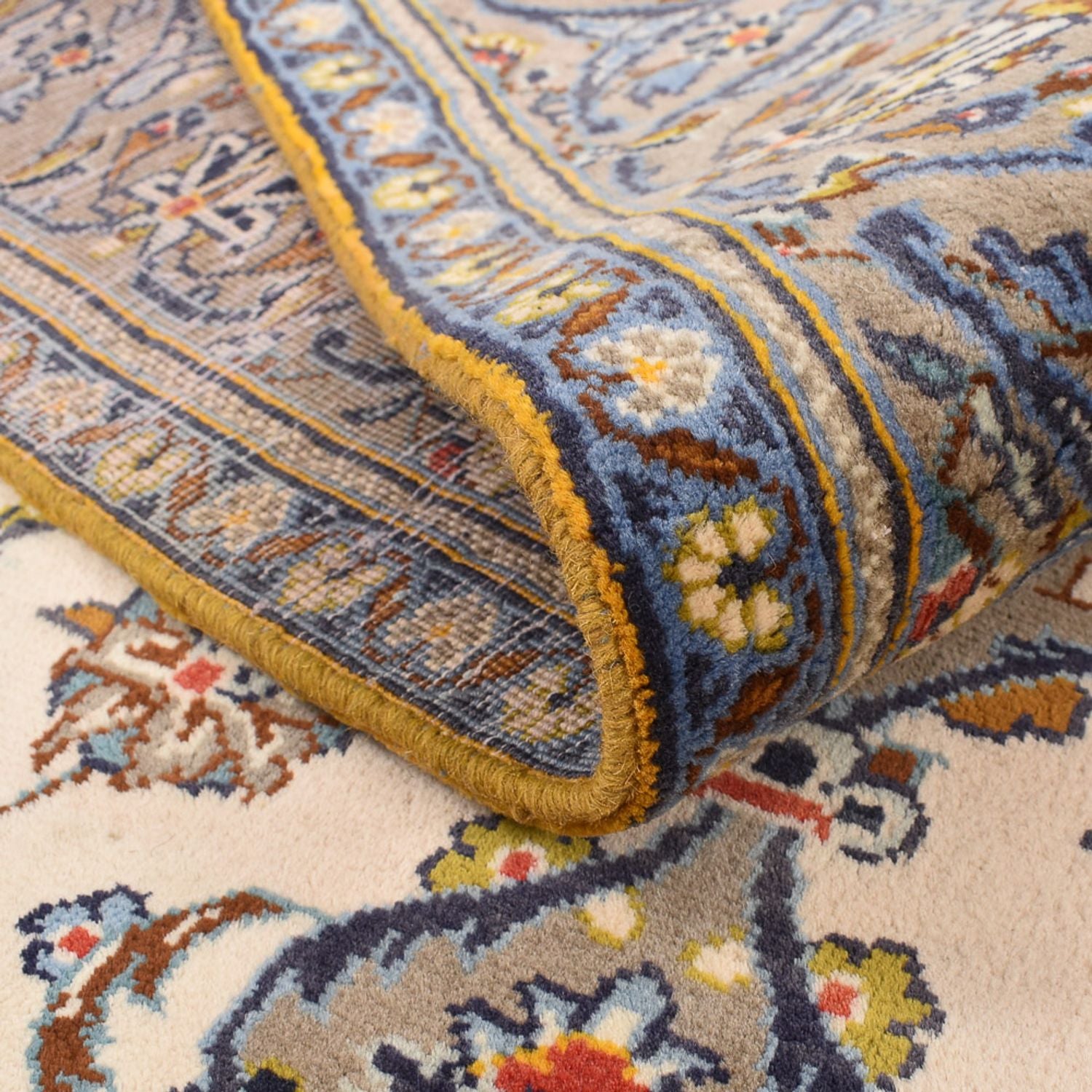 Persisk tæppe - Keshan - 230 x 145 cm - lys beige