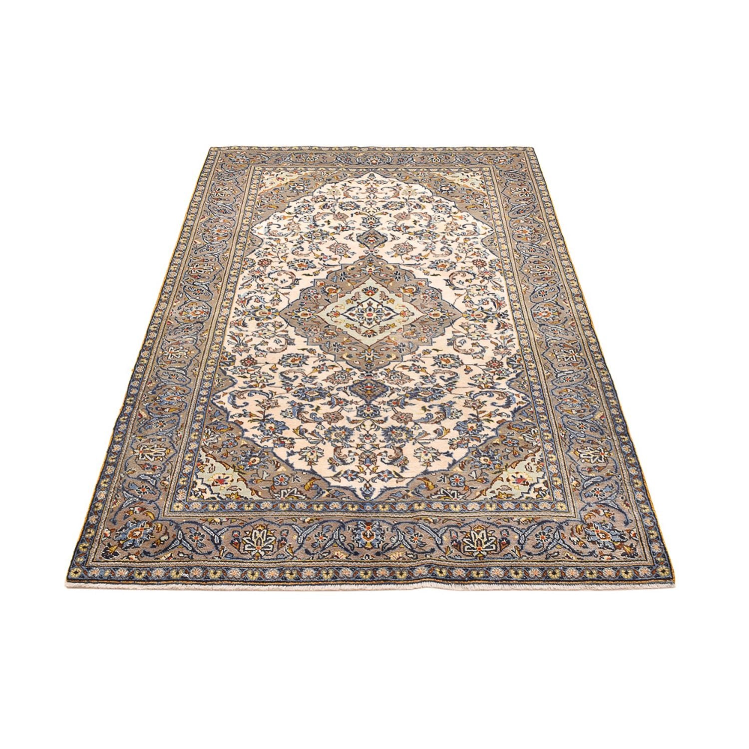 Persisk tæppe - Keshan - 230 x 145 cm - lys beige