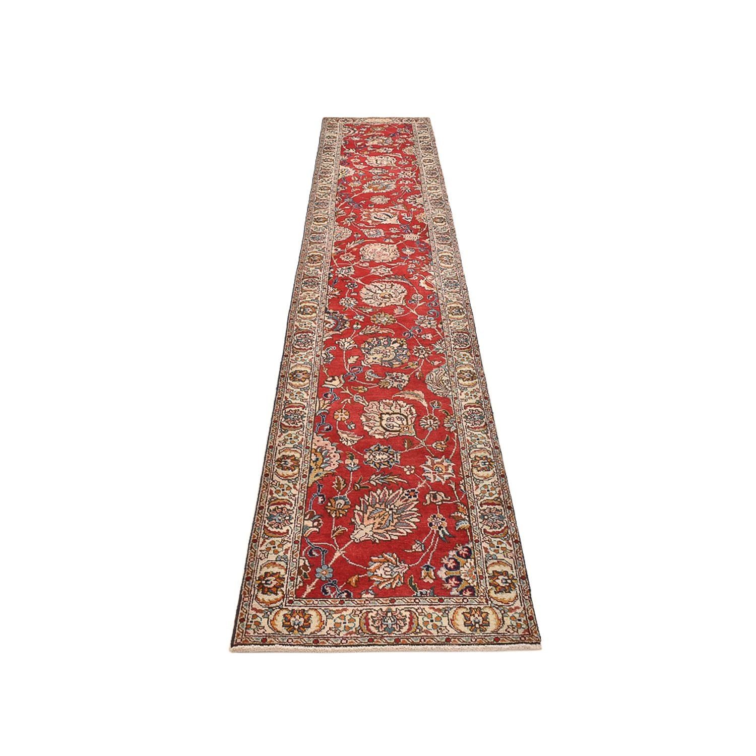 Løber Persisk tæppe - Tabriz - 398 x 72 cm - rød